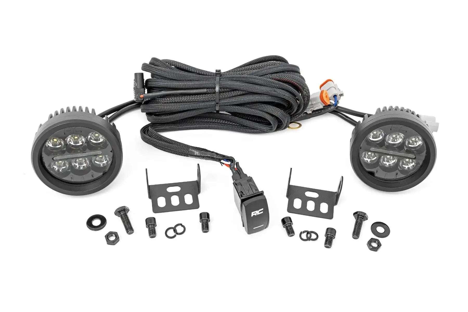 Rough Country Black Series Round LED Light Pair 3.5inch Amber