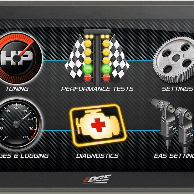 Edge CTS3 84130-3 dashboard display with various icons and labels on a black background