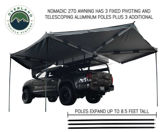 OVS Nomadic Awning 270 Degree - Driver Side Dark Gray Awning With Black Cover