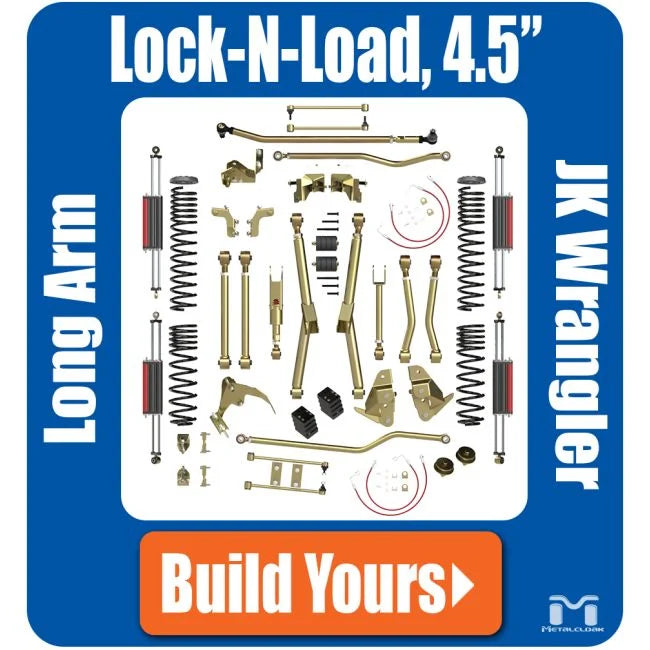Metal Cloak Jeep JK Wrangler 4.5" Lock-N-Load & DB3, Bolt-On Long Arm Compound Suspension & Lift Kit