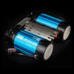 Side view of the ARB CKBLTA12 brushless twin air compressor highlighting the blue cooling fins