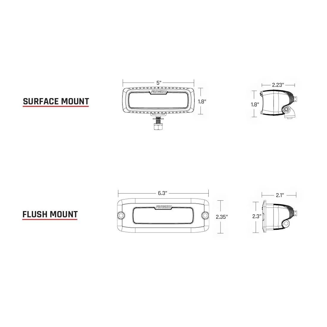 Rigid SR-Q Series Pro Spot Diffused Midnight Surface Mount (Pair)